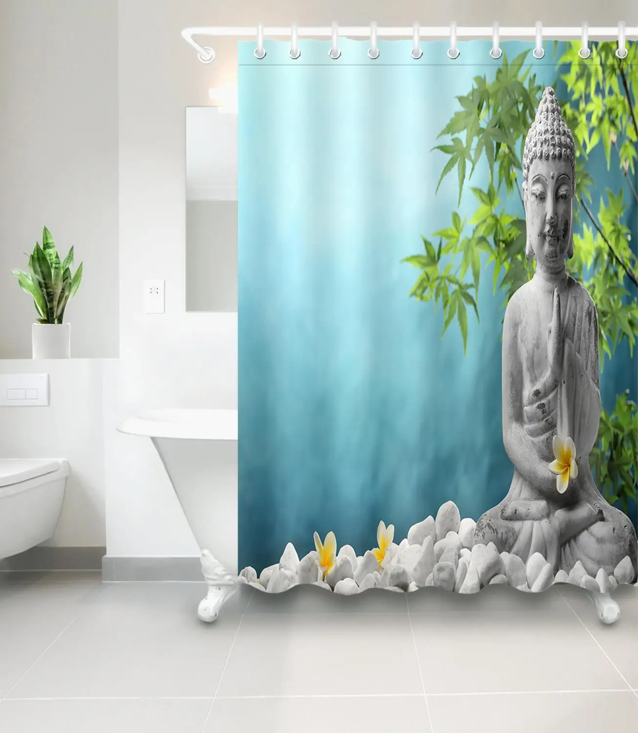 Занавеска для душа с китайской статуей Будды s Водонепроницаемая прочная