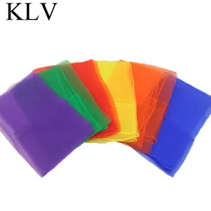 12 шт., шифоновые шарфы для женщин и девочек с квадратным жонглированием, волшебные трюки, реквизит для выступлений, для детского сада, платок карамельного цвета для движения