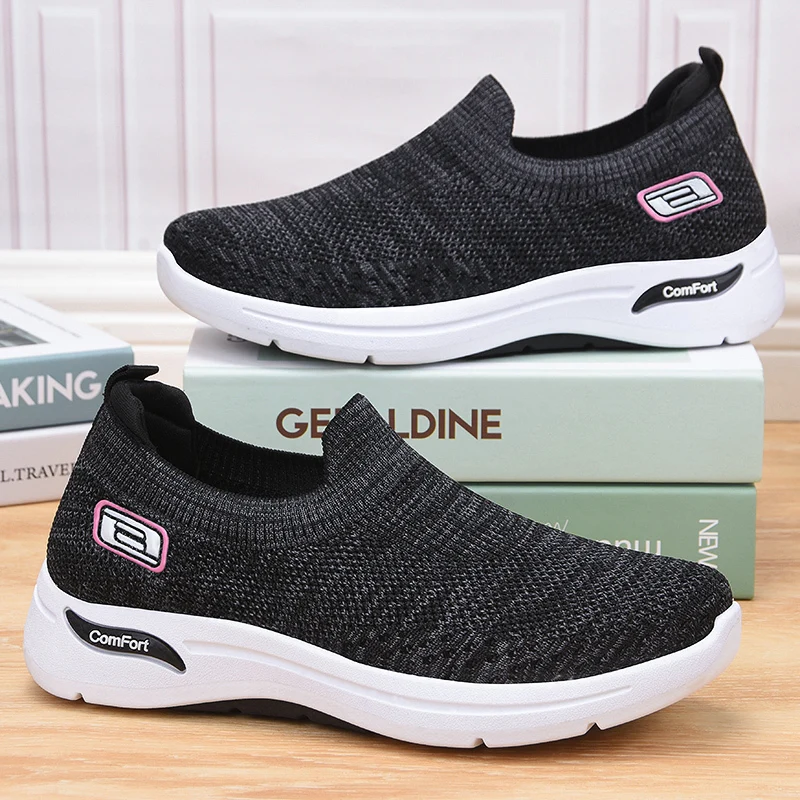 

Youpin Shallow Casual Sneakers Mesh Flats Women Large Size Breathable Lightweight Sports Flying Knit Female Size 36-41
