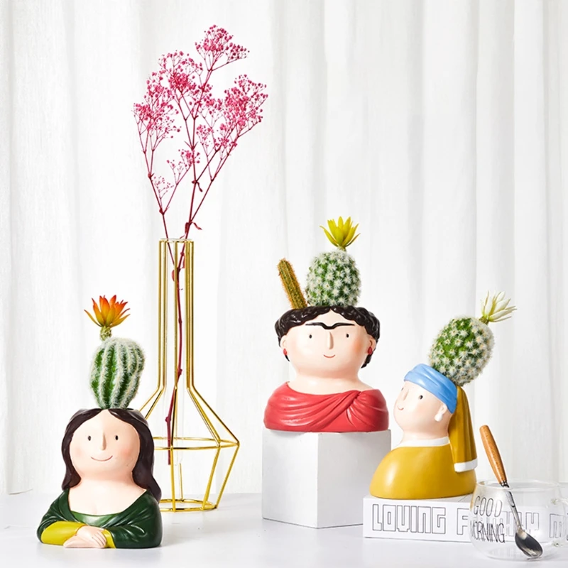 

Cute Digital Sculpture Flower Pot Animal Resin Succulent Planter Desk Mini Jewelry Cactus Pot with Drain Hole