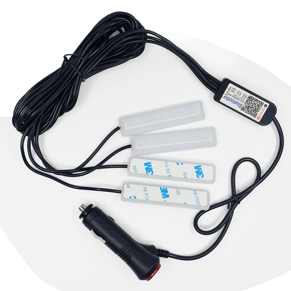 1 комплект * 4 шт. 12 В Автомобильный интерьер RGB Светодиодная лента DRL свет музыка