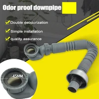 universal sink drain pipe 90cm expandable flexible p trap smell proof design thread discharge hose for 45 48mm thread drain pipe