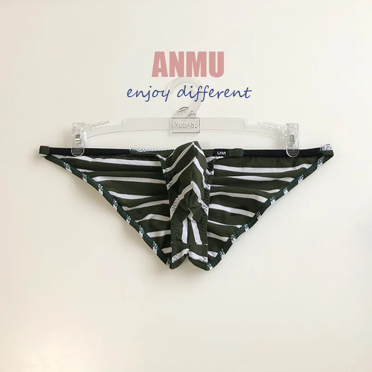 Мужские хлопковые треугольные трусы с заниженной талией в полоску сексуальное