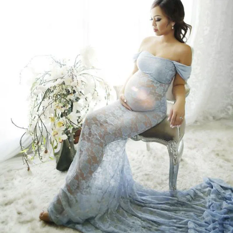 Long Tail Lace Maternity Dresses For Photo Shoot Photography Props Clothes Pregnancy Dress Pregnant Women | Мать и ребенок
