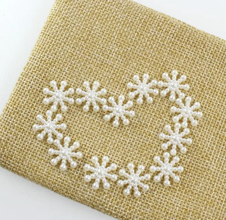 

400Pcs 15mm Decoration Craft Decor Wedding Embellishment Flatback Pearl Christmas Snowflake beads