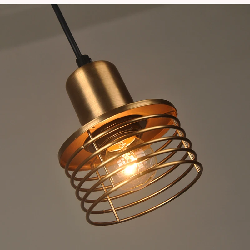 

Retro Gold Metal LED Pendant Lights Dining Room Bathroom Bedside Pendant Light Home Concise Luminaire Freeshipping LED Bulbs E27