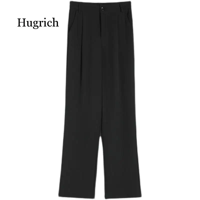 

White Pants Women's Spring Summer 2021 Loose Casual Wide Leg Solid High Waist Straight Tube Drape Suit Pants