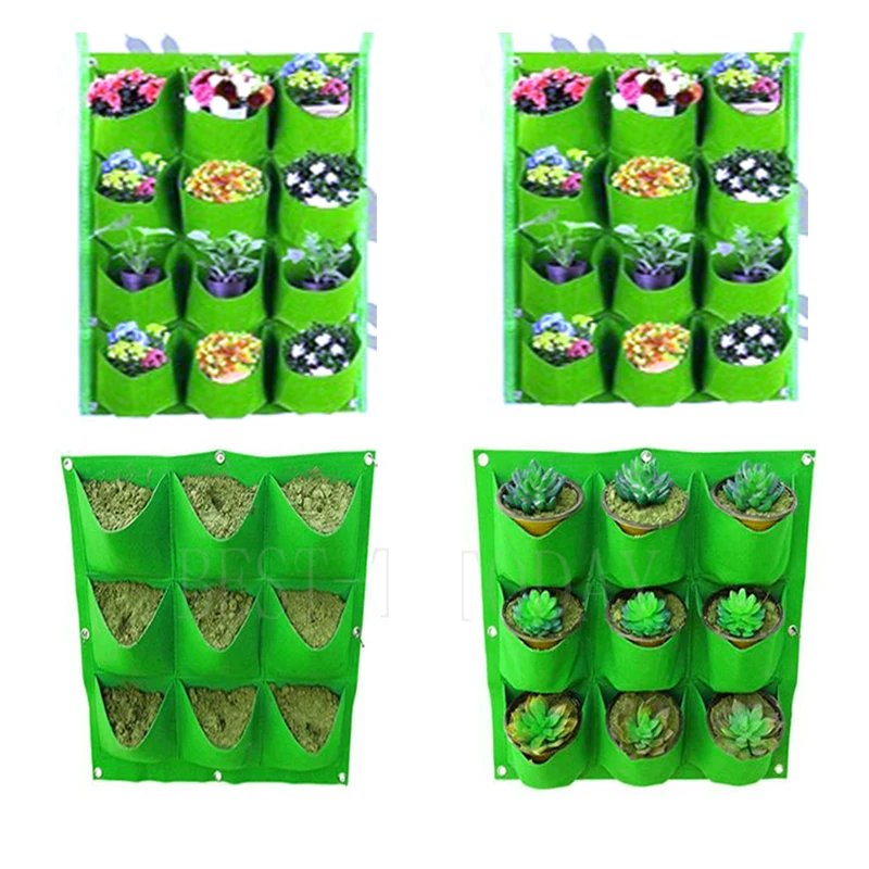 4/7/9/18/25/36/49/72 pockets garden wall hanging planting bags green plant grow vertical planter vegetable supplies | Дом и сад