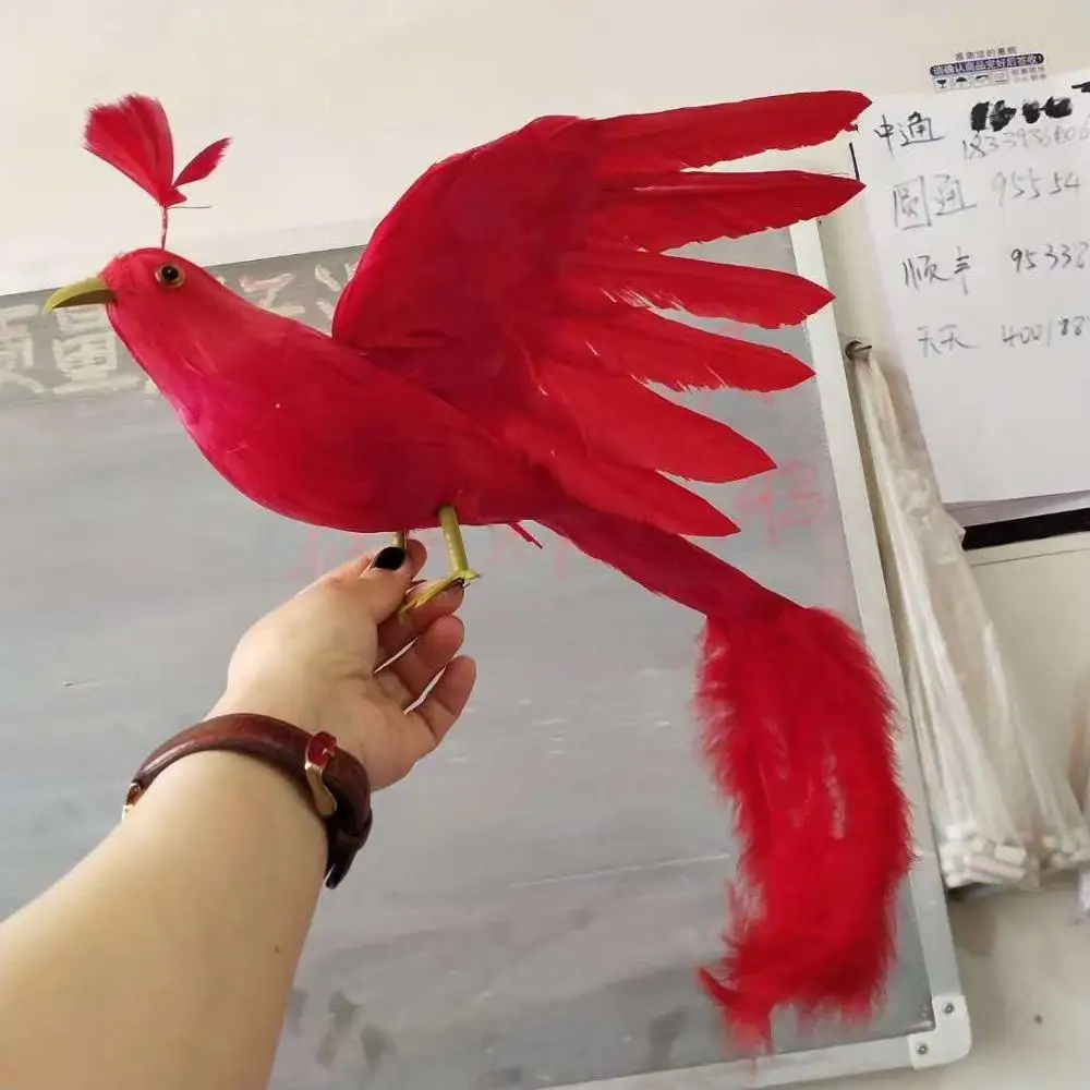 Кукла феникс с длинным хвостом из пенопласта и перьев, примерно 40x55 см