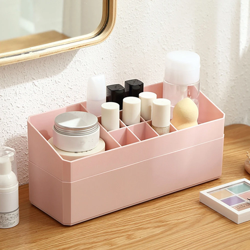 Двухслойный держатель для макияжа с ящиком многофункциональные настольные