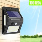 Уличная Светодиодная лампа на солнечной батарее, 100 светодиосветодиодный, уличный фонарь для крыльца с пассивным ИК датчиком движения, IP65, водонепроницаемый уличный светильник на солнечной батарее, настенный светильник для сада