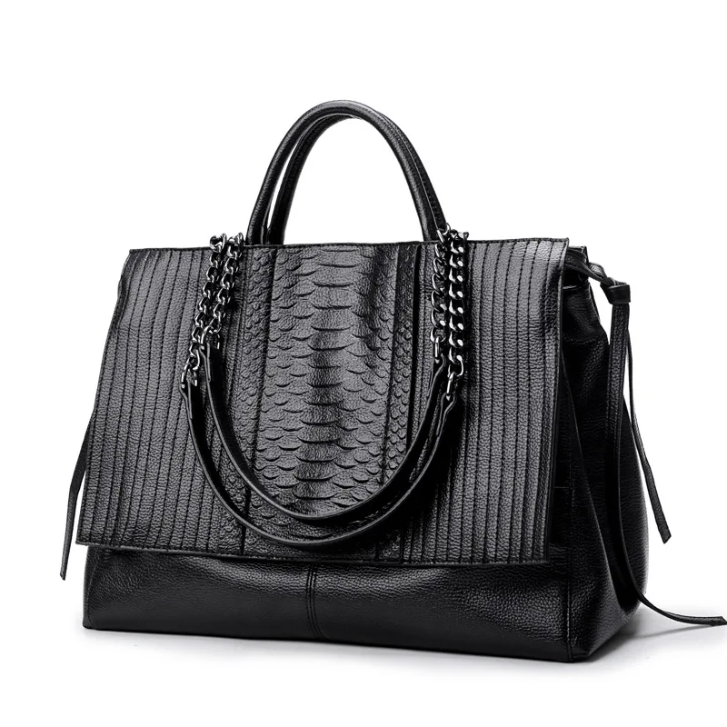 

100% Genuine Leather Handbags 2021 New Fashion Crocodile Pattern One Shoulder Personality Portable Large Capacity Tote Bag Gg