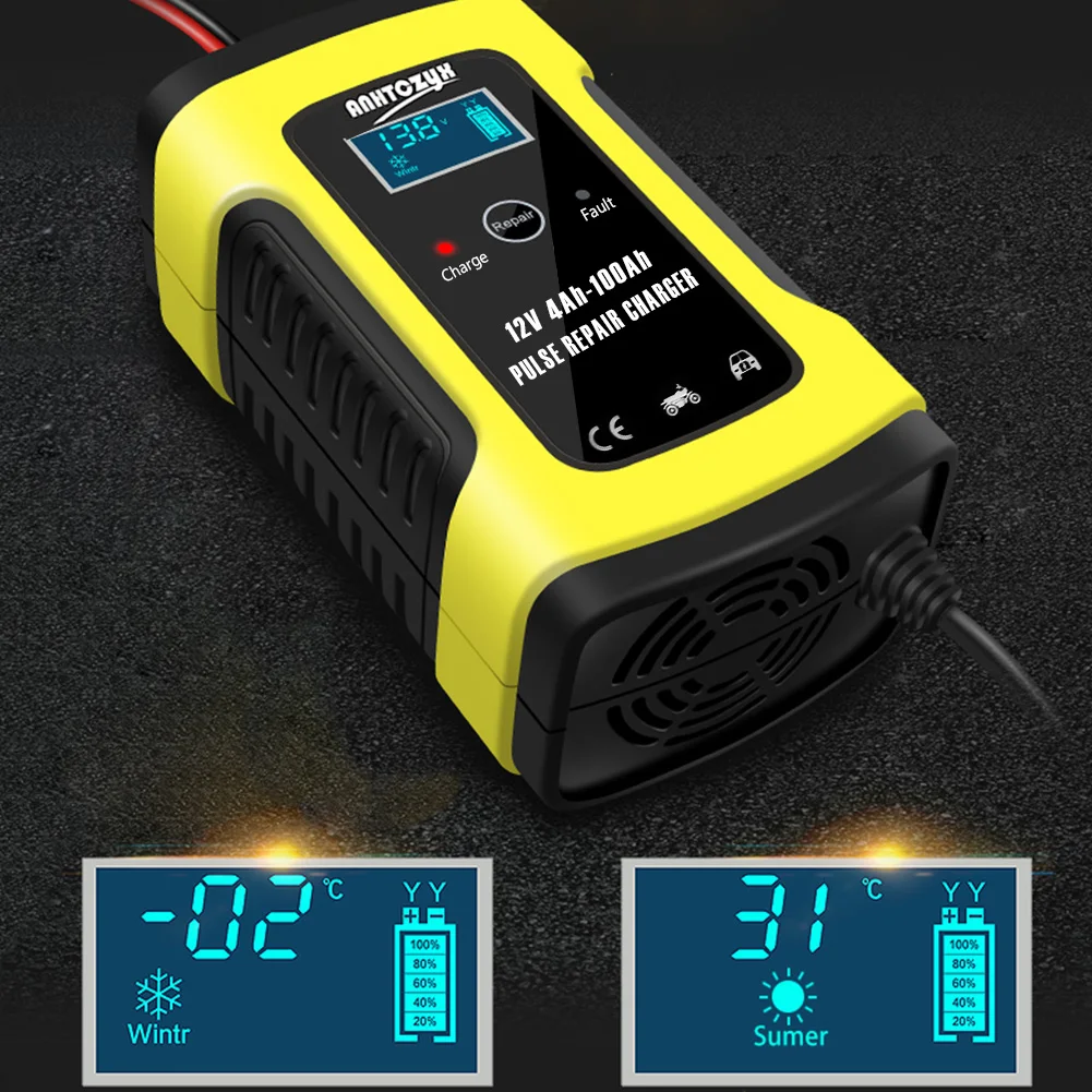 

Repair Charger 12V 6A with LCD Display Smart Pulse Motorcycle & Car Battery Charger 12V AGM GEL WET Lead Acid Battery Charger