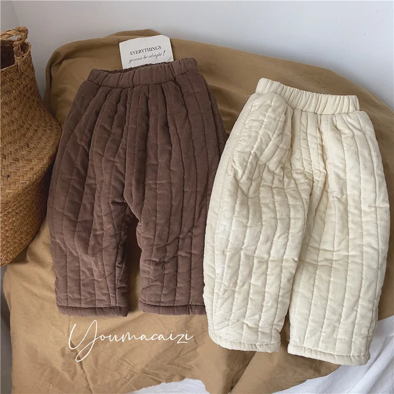 

Детская одежда в Корейском стиле новинка зима 2021 бархатные плотные однотонные теплые брюки для девочек