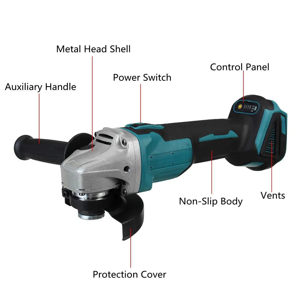 

New 4 Speed 125/100mm Brushless Electric Angle Grinder Cordless Woodworking Power Tool Grinding Machine For Makita 18V Battery