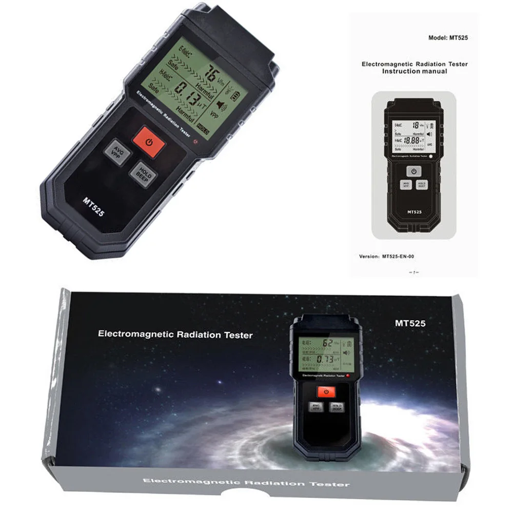 

Detector Radiation Meter Electromagnetic Geiger Locking Sound MT525 LCD Digital EMF Counter Electric