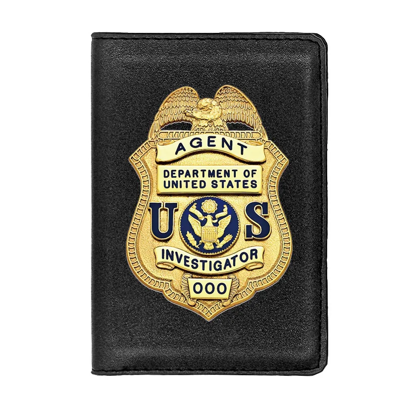 

Classic Fashion Luxury U.S. Police Badge Printing High Quality Leather Passport Cover Holder Case