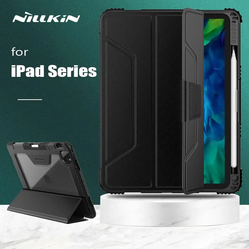 NILLKIN бампер слайд камер чехол для Apple iPad 10 2 9 Pro 11 2020 5 Air 4 2019 7 2018 Флип кожаный на