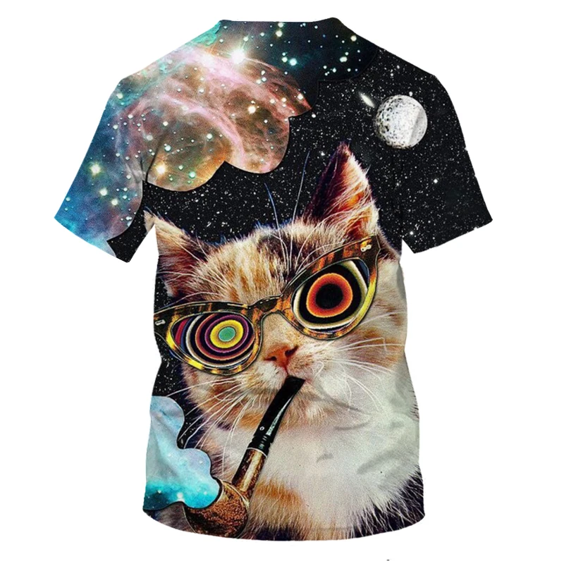 

2020 summer T-shirt men's cute cat pattern 3D printing fashion men and women T shirts soft texture casual fashion men's clothing