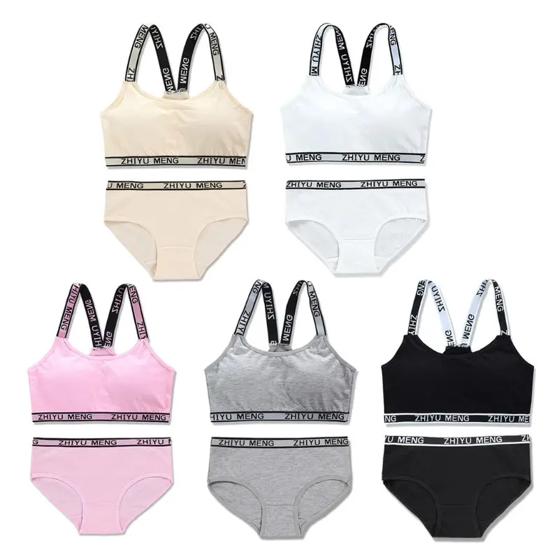 

Teen Girl Underwear Soft Cotton Bra Set for Young Girls for Yoga Sports Running