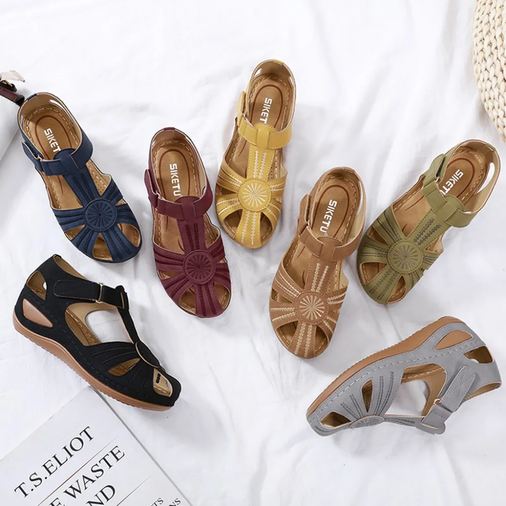 Women's Ladies Girls shoes woman Comfortable Ankle Hollow Round Toe Hollow Out Sandals Soft Bottom Sole Shoes zapatos de mujer