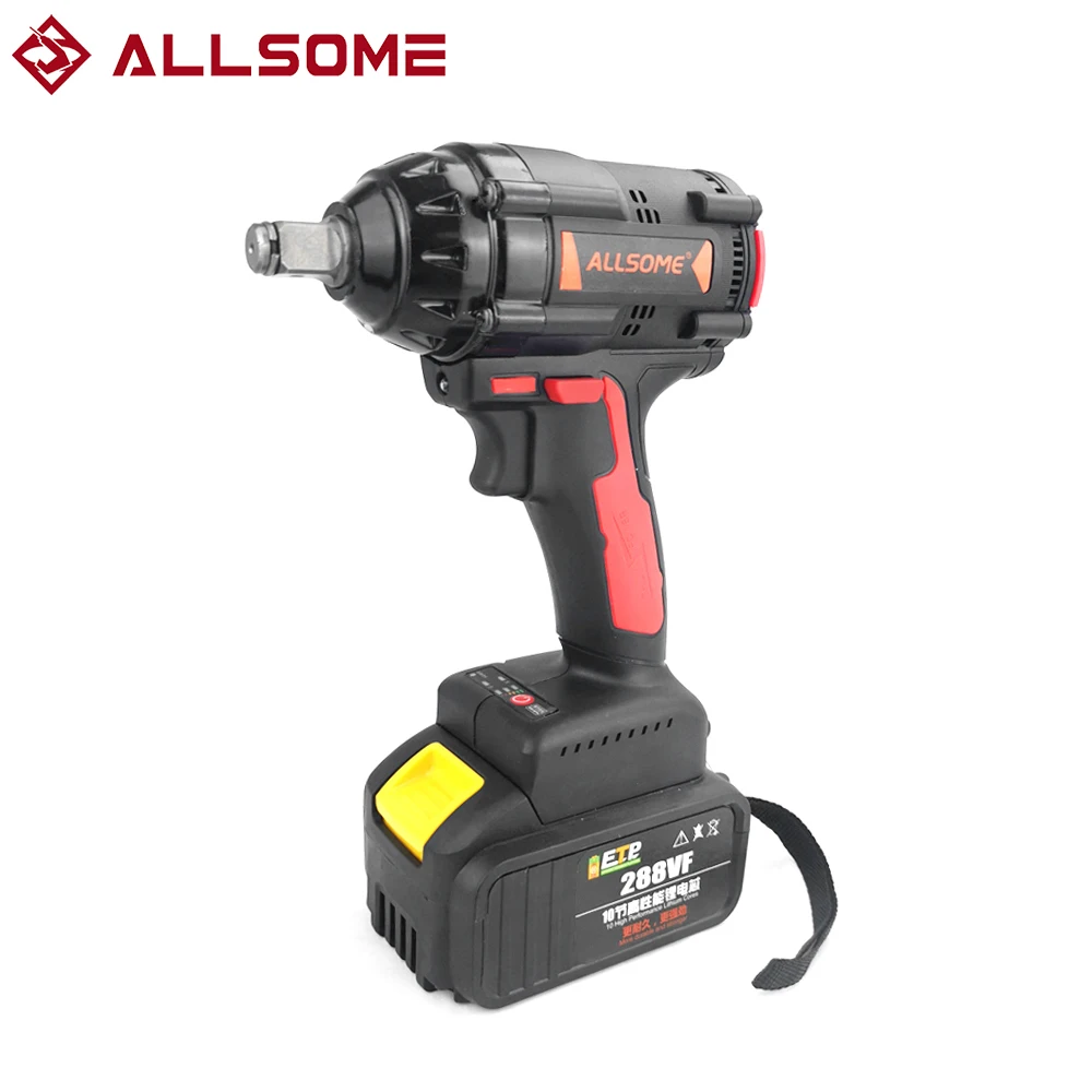 ALLSOME 288VF 350NM Макс бесщеточный ударный ключ литий-ионная батарея бесщеточный двигатель электрический ключ Электроинструмент с зарядным устройством рукав - изображение