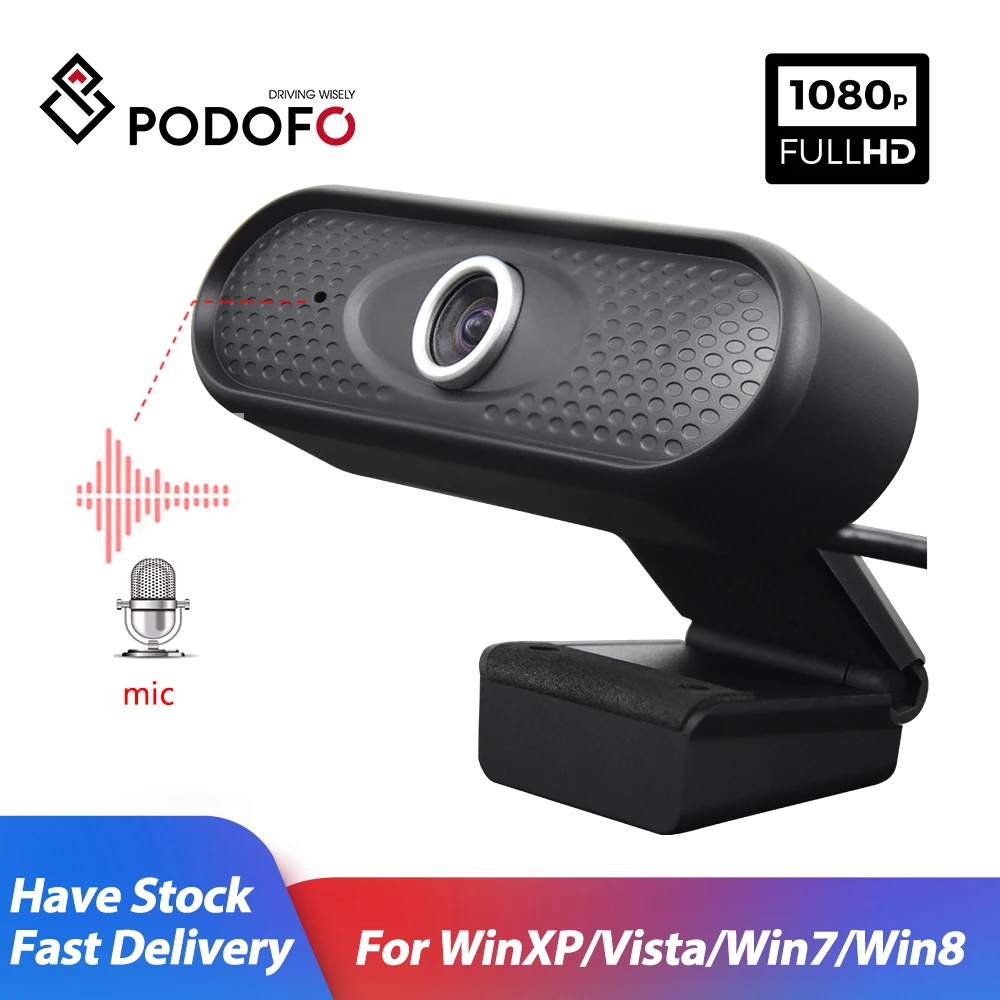 Веб-камера Podofo Full HD 1080p USB веб-камера со встроенным микрофоном для WinXP/Vista/Win7/Win8/MAC-OS X