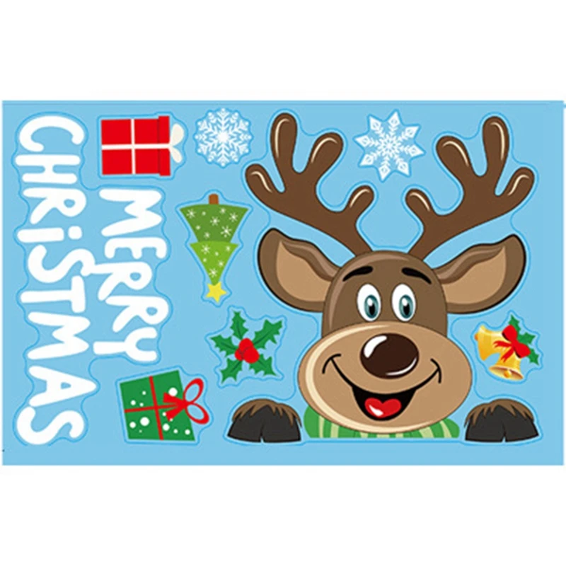 

Christmas Snowflake Window Cling Stickers for Glass Decals Decorations Holiday Snowflake Santa Claus Reindeer Decals