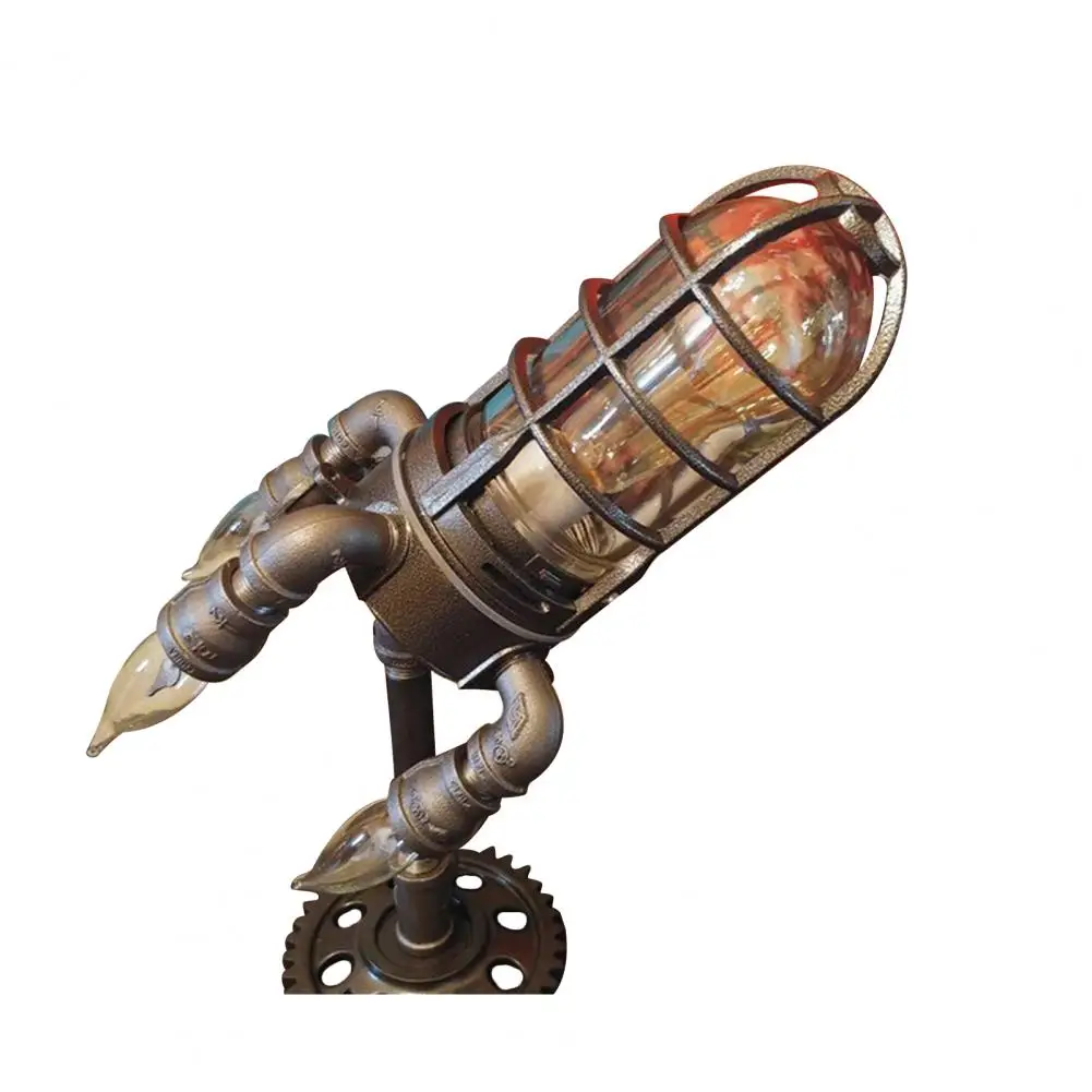 

Lamp Ornamental Rocket Shape Retro Metal Punk Desktop Decor Lighting for Home Decor Figurines and Miniatures