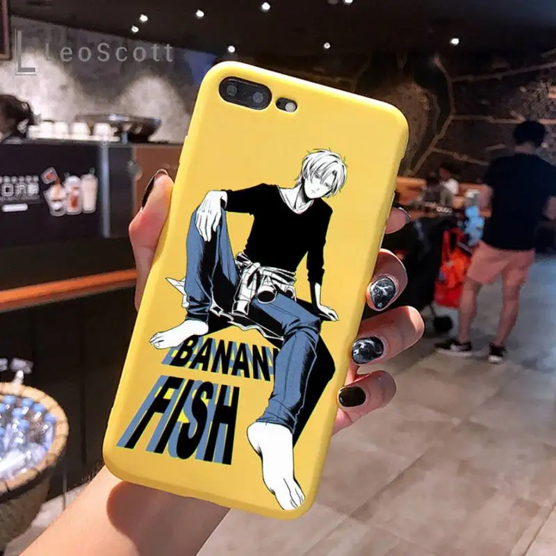 

Banana Fish Anime Phone Case Yellow Candy Color for iPhone 6 7 8 11 12 s mini pro X XS XR MAX Plus