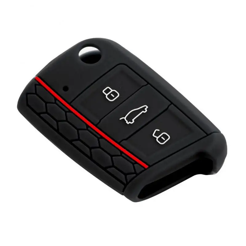 

Silicone Car Key Case For VK for Golf Remote Fob Shell Cover Key Case for Car Interior Accessories 3Buttons
