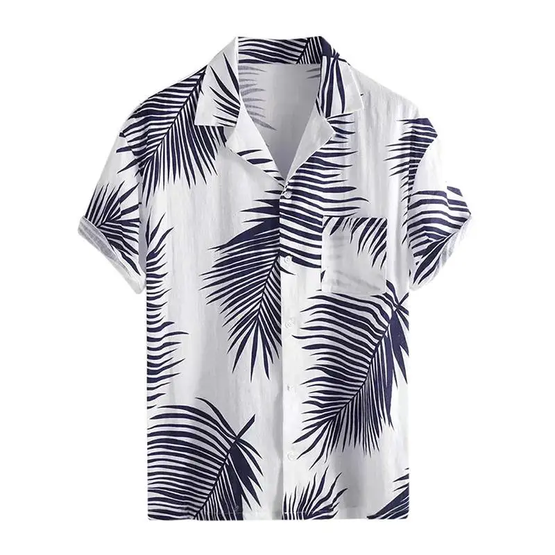 

Shirts for Men Hawaii-Printed Shirt Male Short Sleeve Graphic-Tees Turn Down Collar Buttoned Up Casual Summer Tops