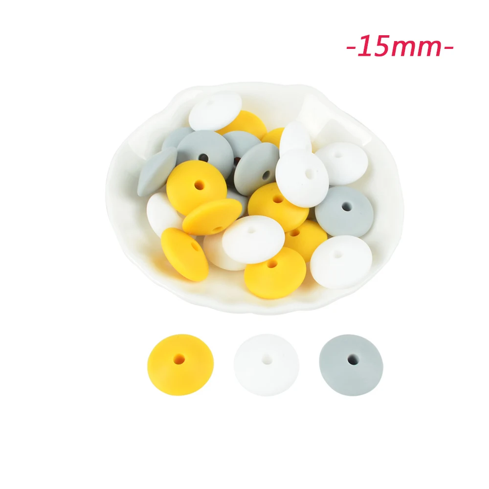 15mm-C LOFCA, 15 мм, силиконовые круглые бусины, чечевица, 30 шт./лот, Прорезыватель для зубов, детский прорезыватель, жевательный, BPA бесплатно, сделай сам, цепочка для соски, пищевой силикон - Цвет: 15mm-C