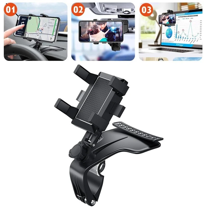 

Dashboard Car Phone Holder 1200 Degree Smartphone Stands Rearview Mirror Sun Visor In Vehicle GPS Navigation Bracket Adjustable