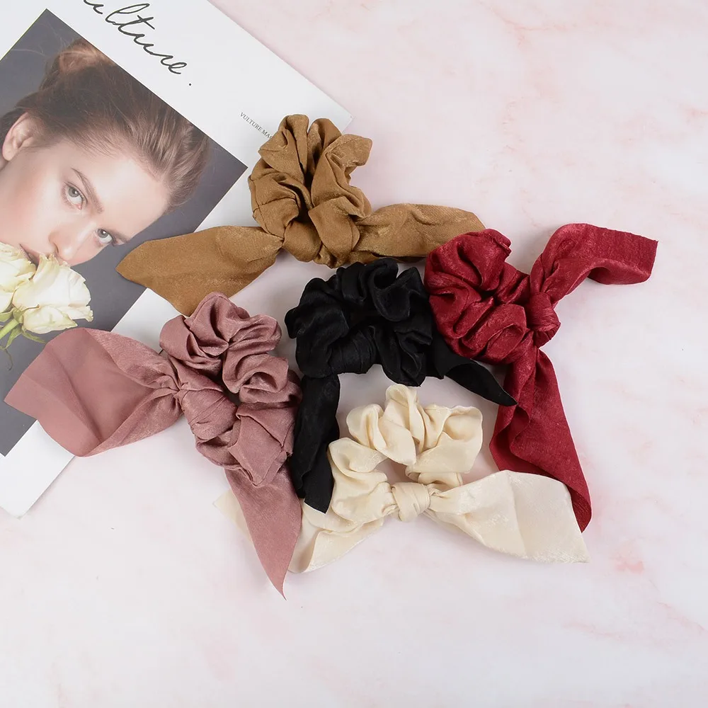 Однотонные резинки для волос с бантом эластичные женский головной убор девочек