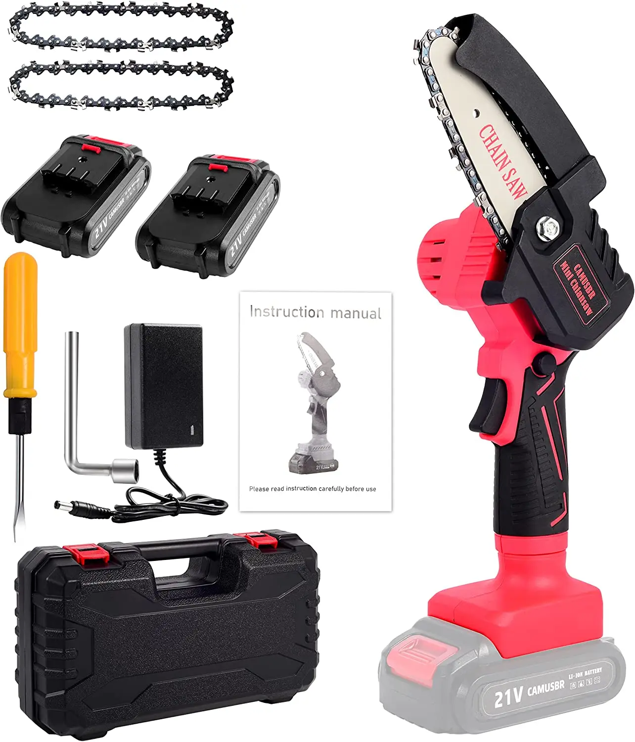 

Мини-цепная пила, портативная аккумуляторная бензопила CAMUSBR 4 дюйма 21 в с электроприводом ручное дерево