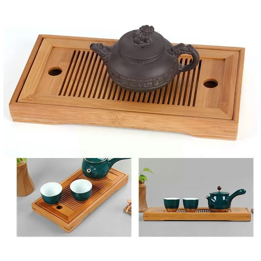Бамбуковый поднос для чая дренажный хранения воды кунг-фу чайный столик ящик