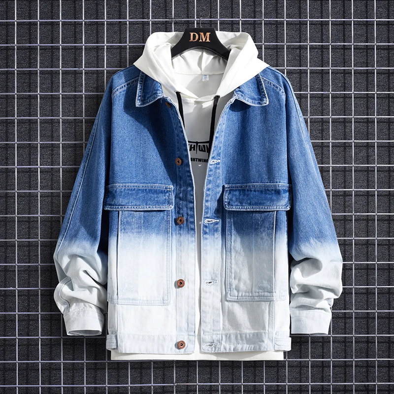 

Men's spring jacket harajuku Outerwear Windbreaker baseball varsity Denim jackets Coat clothing