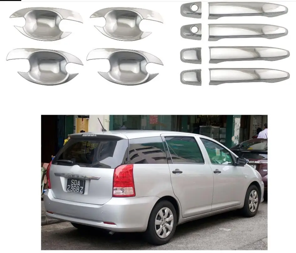 Для Toyota Wish 2003 2006 2009 ABS дверная ручка Чаша хромированные аксессуары наклейки