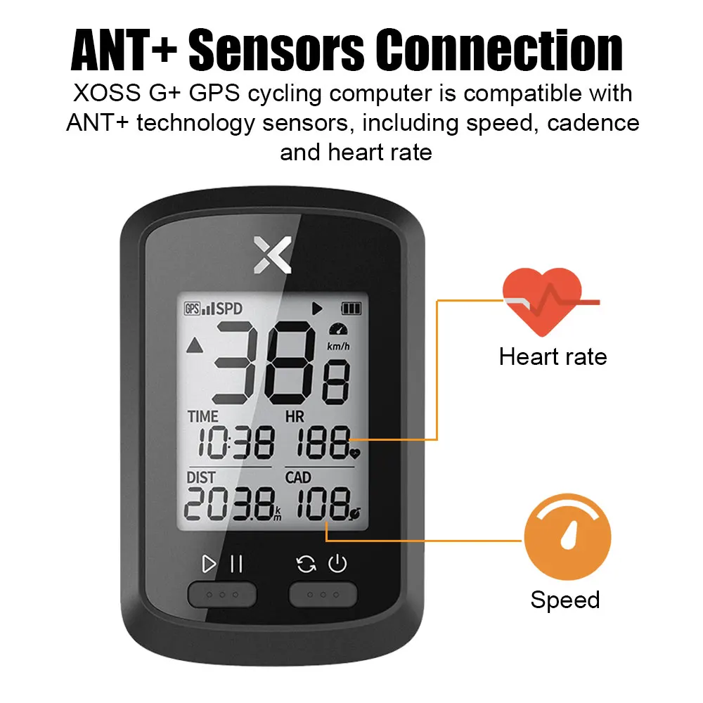 Велокомпьютер XOSS G + GPS-дисплей Bluetooth ANT Magene датчик частоты педалирования HRM