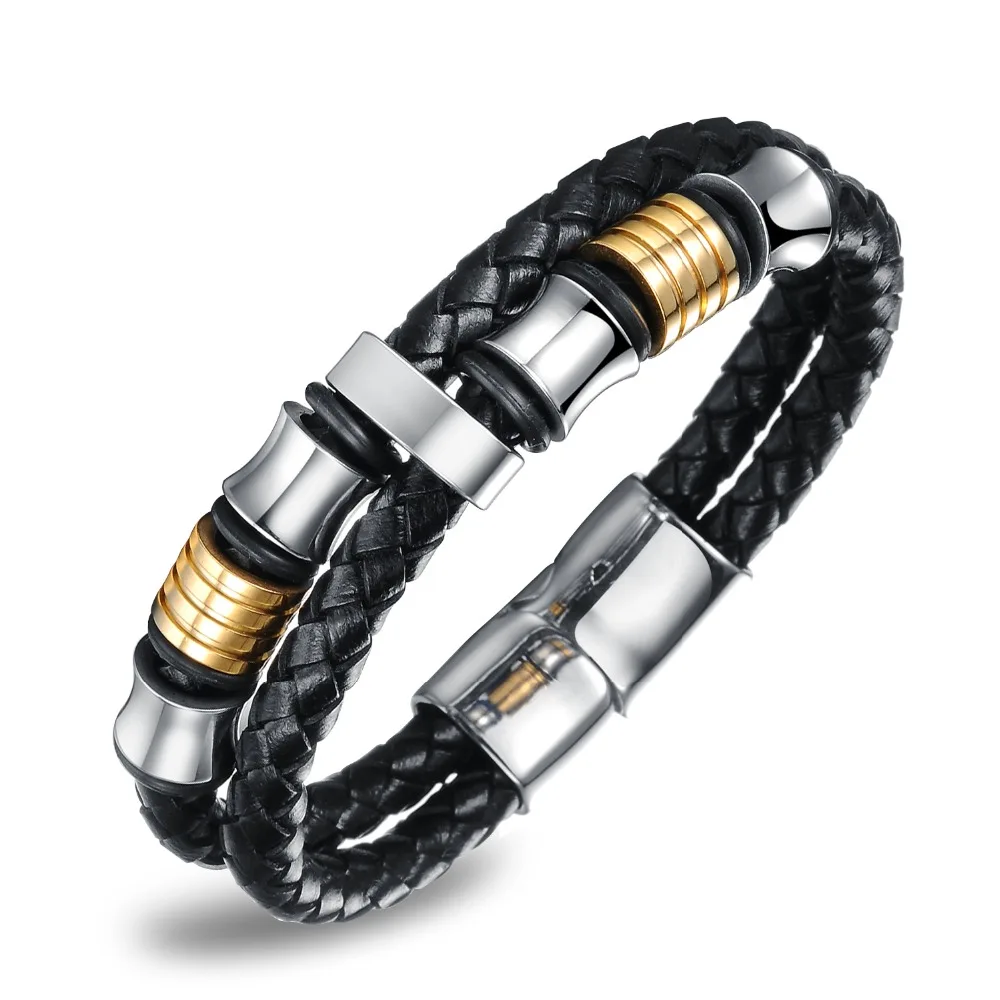 

JHSL Trendy Male Men Statement Black Magnet Clasp Wrap Bracelets & Bangles High Quality Fashion Jewelry Party Gift PH887