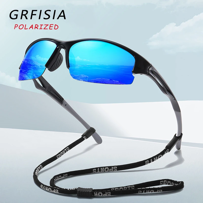 

Sport Style Polarized Sunglasses Men Fashion Brand Designer Outdoor Travel Sun Glasses UV400 Lens Goggles Send Glasses Rope