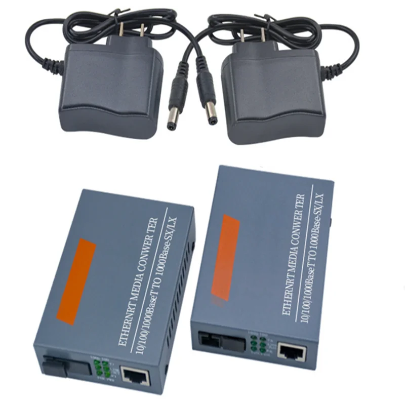 1 Pair Fiber Optic Ethernet Media Converter Gigabit 10/100/1000 Single-mode Single Fiber Transceiver 3km Photolectric Transducer