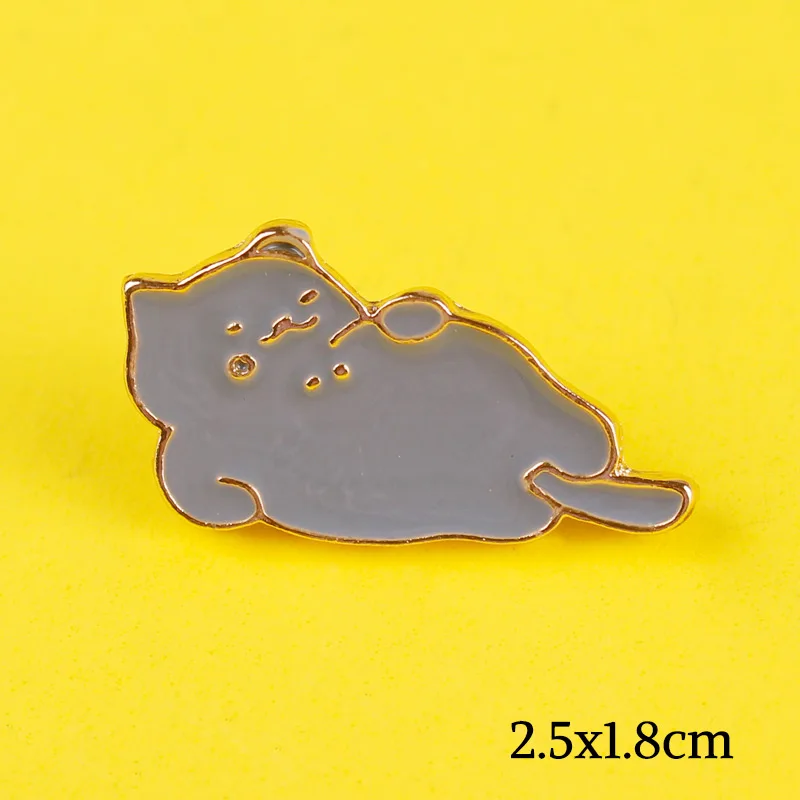 С милым рисунком кошки Значки для одежды в виде симпатичных животных эмаль на