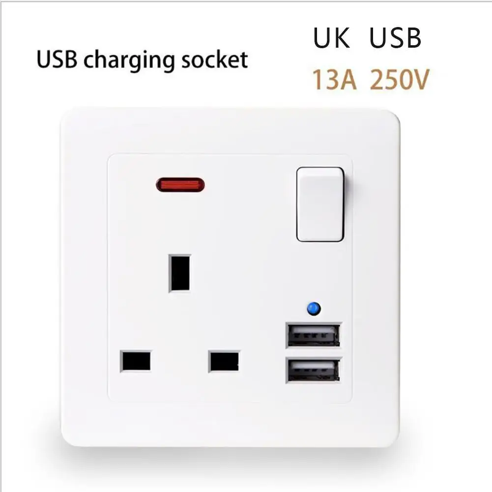 Двойная розетка питания с USB розеткой розетка Великобритании 13А смартфон высокоскоростное зарядное устройство Порт пластины настенная электрическая розетка