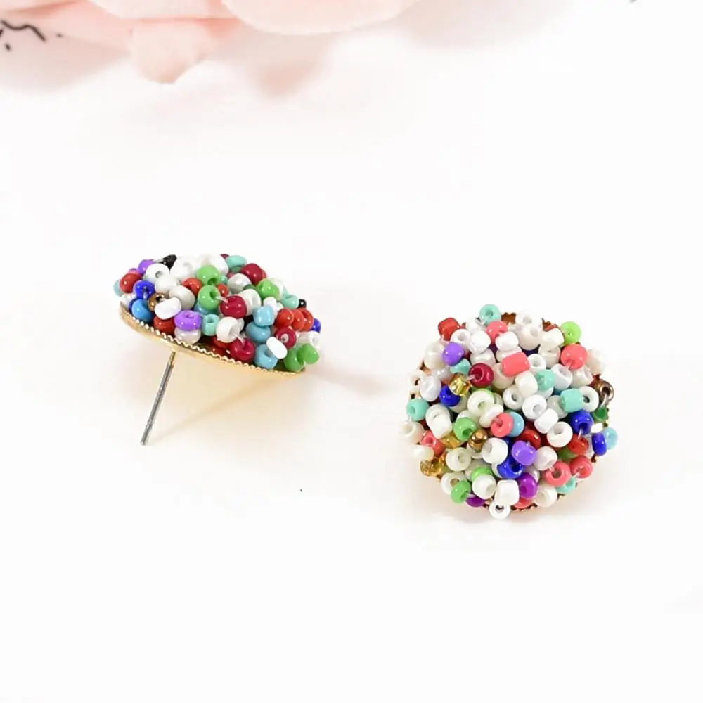 Богемные красочные серьги гвоздики из полимерных бусин для женщин и девушек
