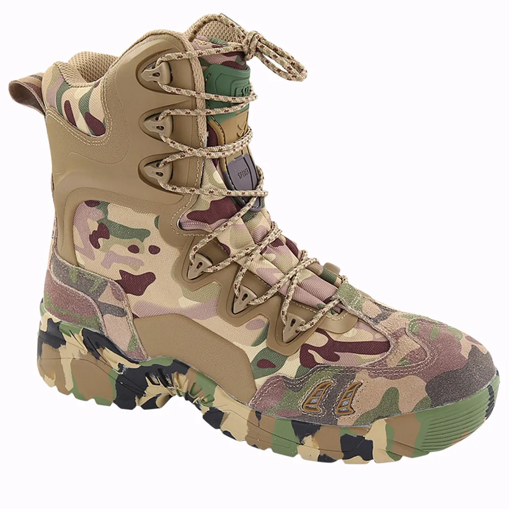 

Ultra Anti-Slip's Men High Boots Hiking Climbing Adventure Boots Wearable Tactical Walking Boots Camo Military Solider Shoes