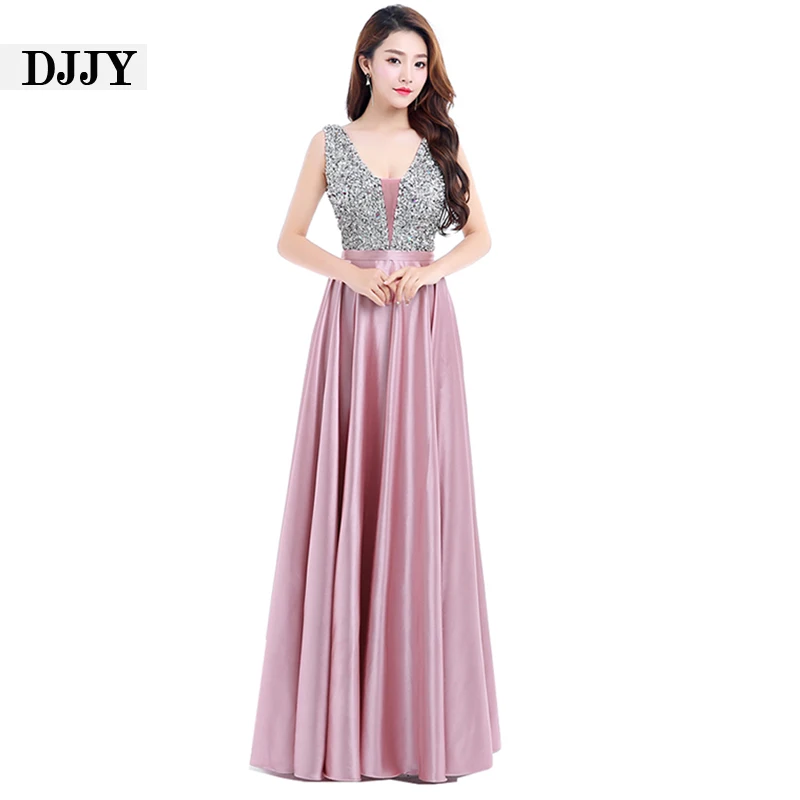 Женское вечернее платье длинное ТРАПЕЦИЕВИДНОЕ ПЛАТЬЕ С V-образным вырезом и