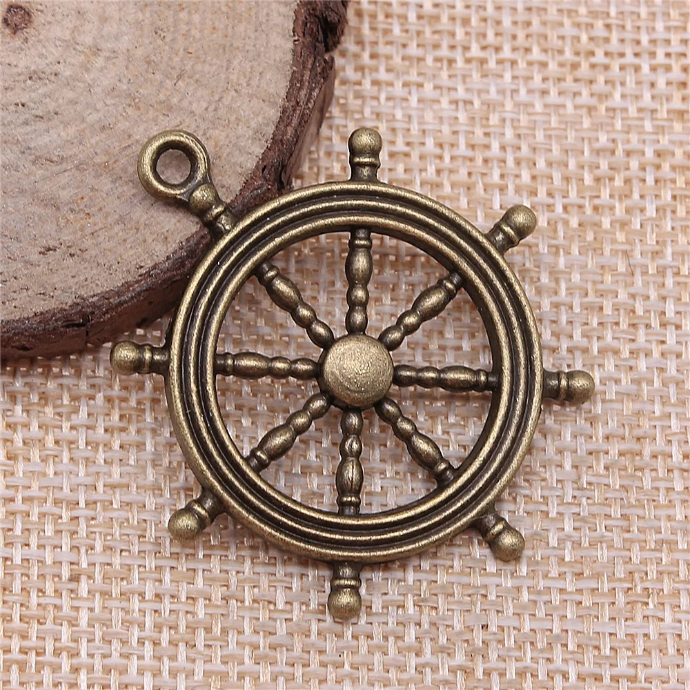 

free shipping 12pcs 45x40mm antique bronze Rudder charms diy retro jewelry fit Earring keychain hair card pendant accessories