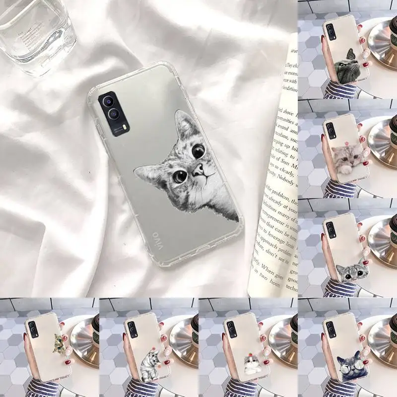 

Cat Phone Case Transparent For VIVO Y 97 93 85 81 75 73 71 70 69 67 66 55 53 50 52 51 30 20 19 11 S E Mobile bags